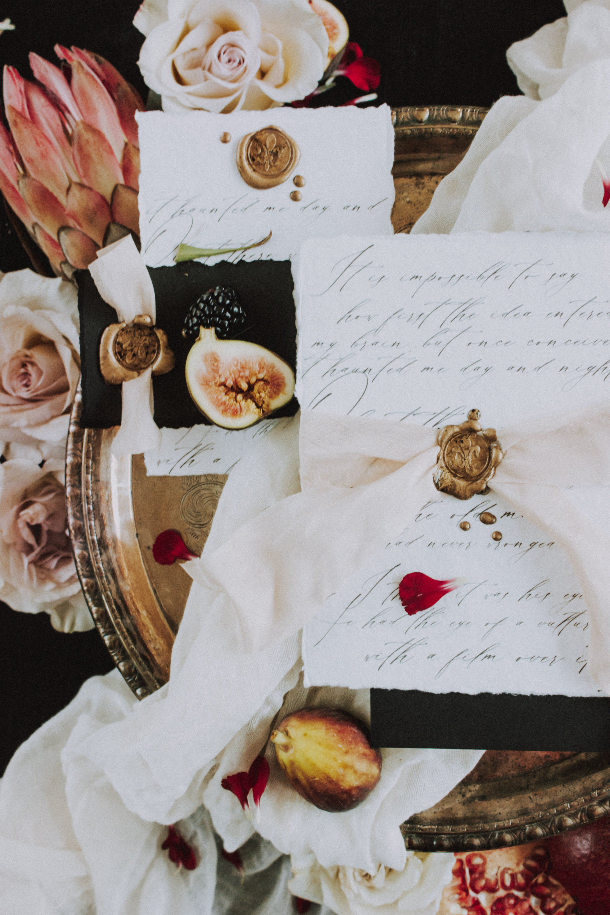 Moody Wedding Stationery Flat Lay