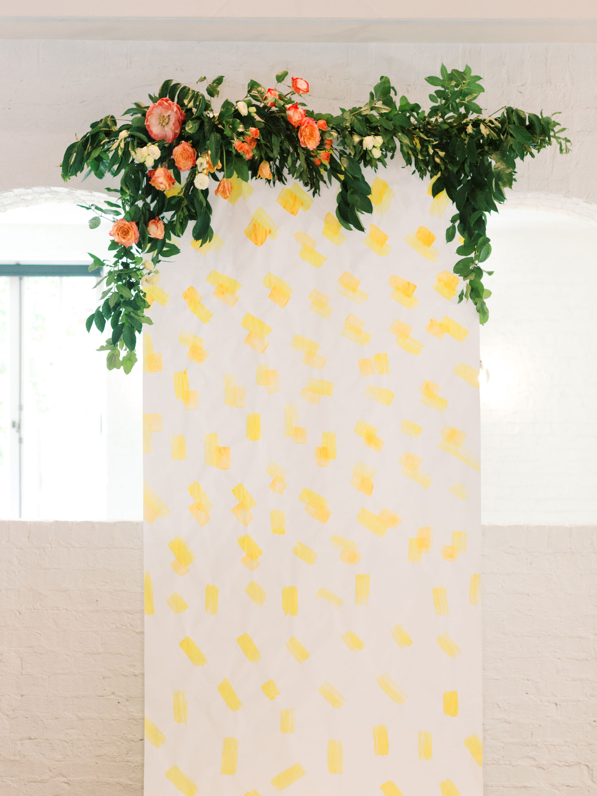 Painted Yellow Wedding Ceremony Backdrop