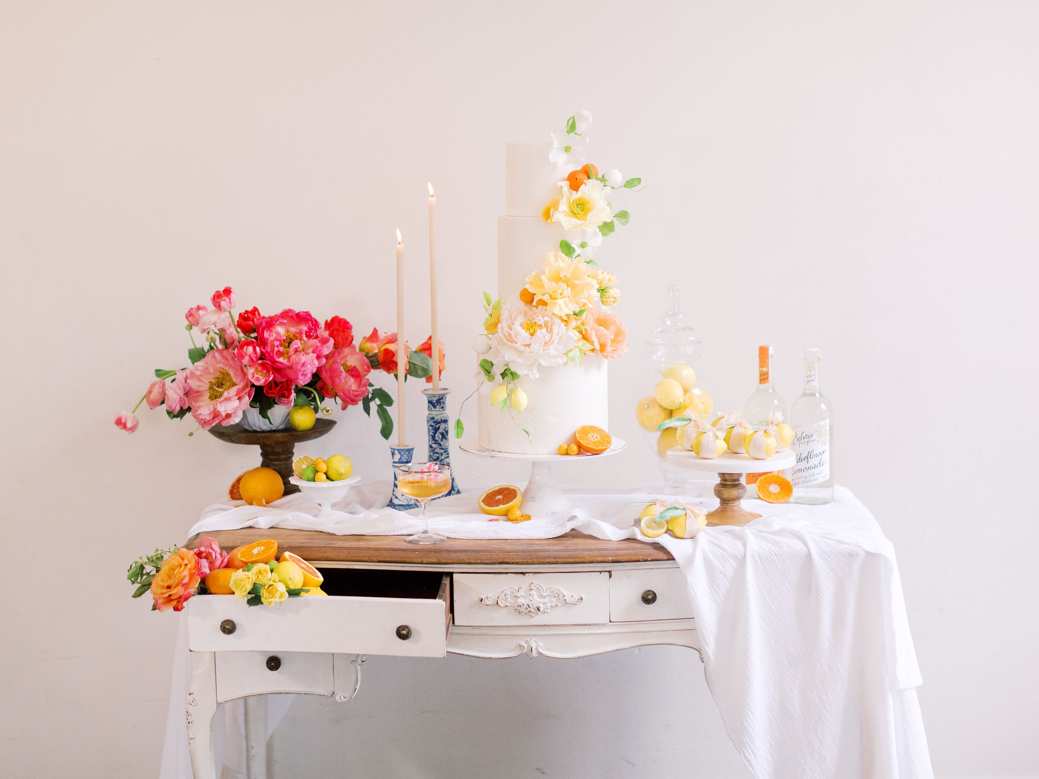 Citrus Wedding Inspiration Cake Table