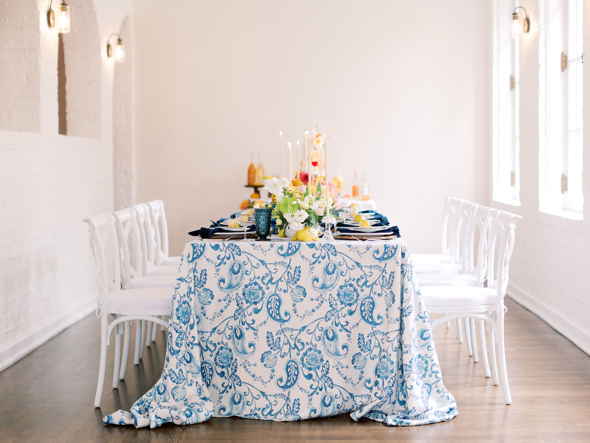 Blue and White Citrus Wedding Design