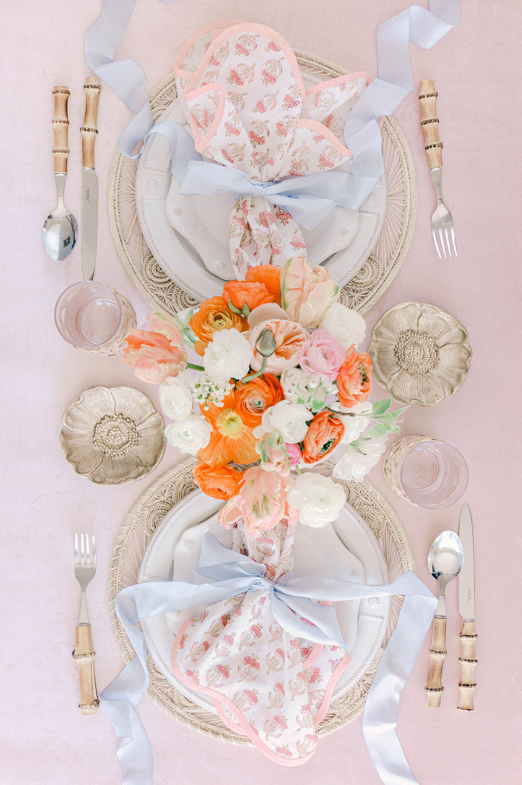 Pink and Peach Table Setting